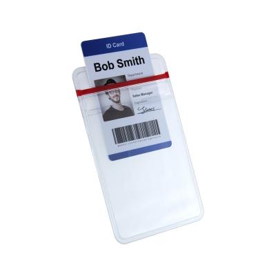 China ID Card Badge Holding PVC Card Holder 54x86mm High Quality Vertical Sealable PVC Card Holder Exhibition ID Badge Holder Security Pass Cover Desktop Name Tag Sleeve for sale