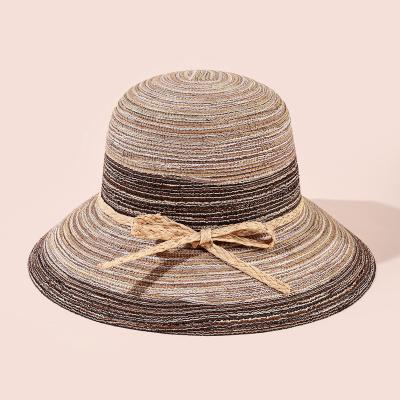 China Customized COMMON Tourism Beach Bow Top UV Straw Hat, Fashionable Women's Sun Visor, Bucket Hat Products for sale