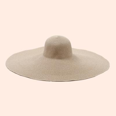 China Custom Fashion Striped Women's Bikini Leisure Vacation Beach Sun Shading Folding Cornice Hat for sale