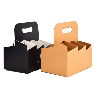 China Customized Recyclable Cardboard Kraft Paper Rack 4 6 Pack Drink Bottle Carrier Box Corrugated Cardboard Six Pack Beer Boxes for sale