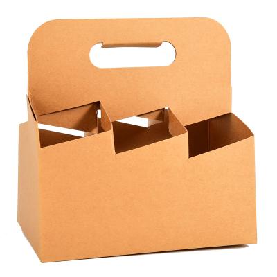 China Customized Recyclable Cardboard Kraft Paper Rack 4 6 Pack Drink Bottle Carrier Box Corrugated Cardboard Six Pack Beer Boxes for sale