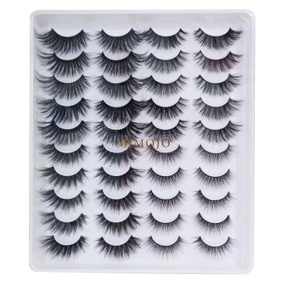 China MJMOJO Long Natural Faux Mink Eyelashes 20 Pairs, 3D Volume Eyelashes, Lightweight, Soft, Reusable False Eyelash for sale