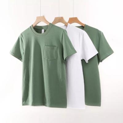 China Viable Mens T-shirt Manufacturer Custom Pocket Green Color Tee Cotton T-Shirt With Contrast Pocket for sale