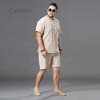 China Breathable Custom Clothing T-shirt Solid Color Short Sleeve Summer Men Suit Plus Size Casual T-shirt Tracksuit Sets for sale