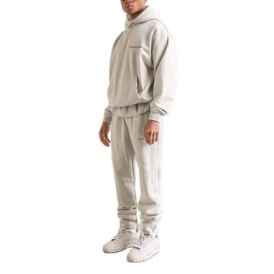 China Custom Logo Cotton Vintage Ribbed Plain Plus Size 2 Piece Hoodies Sweat Suit Sets Mens Tracksuit Cotton Tracksuit for sale