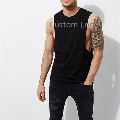 China Custom Compressed Printed Sleeveless Shirt Sports Sleeve Less T Shirt Sports Stitch Black Dropped Sleeve Opening Fit Tank Top for sale