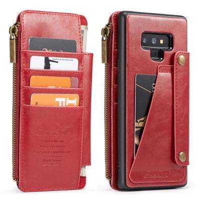 China Credit Card and Cash Slots Design New For Samsung Galaxy Note 9 S9 Plus Zipper Phone Wallet Case with Detachable Back Cover for sale