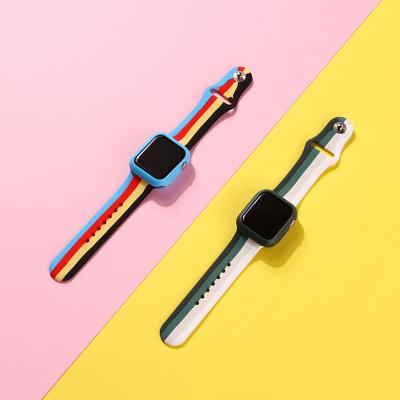 China 2021 Lightweight and Durable New Design Apple Watch Rainbow Silicone Strap Rainbow Silicone Watch Band for sale