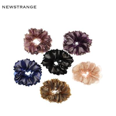 China Hair Scrunchies 2022 New Fashion Colorful Hair BandsShiny Elastic Ponytail Hair Ties Rhinestone Glitter Hair Scrunchies For Women for sale