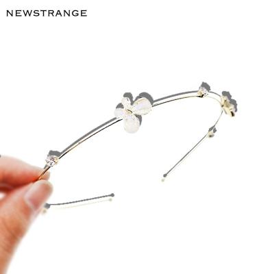 China 2022 New Fashion Decor Hair Hoops Luxury Wedding Crystal Butter Fly Thin Metal Hair Accessories Bridal Headband For Girls for sale