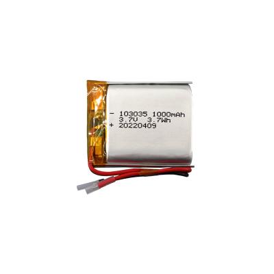 Chine 103035 Li Polymer Battery 1000mAh  UN38.3 Rechargeable Stable Working Voltage à vendre