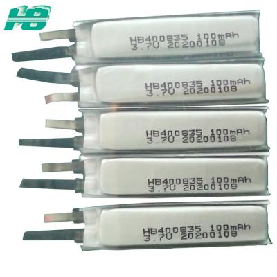 중국 400835 큰 수용량 리튬 이온 건전지, 3.7v 100mah 재충전 전지 판매용