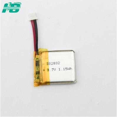 China 300mah 3.7v High Temperature Lithium Ion Battery 300 Times Cycle Life 382832 for sale