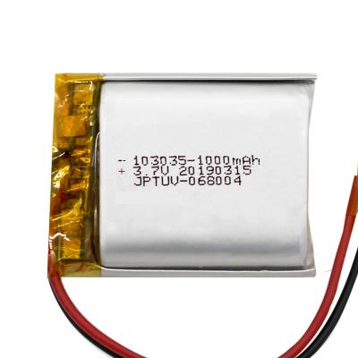 China 103035 High Temperature Lithium Ion Battery 1000mAh 0.2C Standard Discharge Current for sale