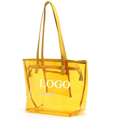 China Fashion Custom Ladies Plastic PVC See Through Clear Bum Tote Bag Women Transparent Beach Bag Handbag for sale