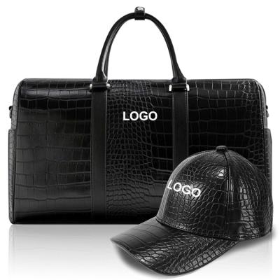 China New Designer Fashion Black Crocodile Leather Custom Made Black Crocodile Leather Handbags Alligator PU Bowling Duffle Bag Man Large Capacity Outdoor Luxury Leather Travel Bag logo for sale