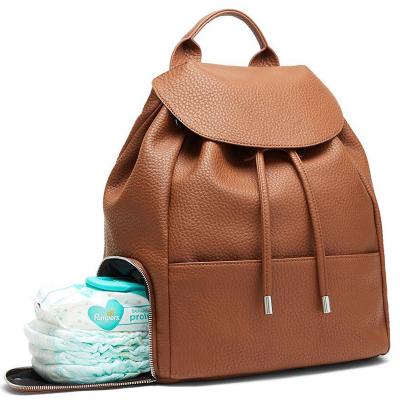 China OEM Logo Baby Backpack Multifunctional Leather Diaper Diaper Backpack Custom Waterproof Lady Leather Diaper Bags for sale