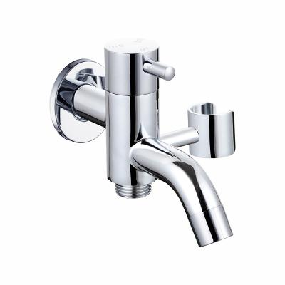 China Modern Wall Mount Bibcock Accessories Faucet Dual Outlet Water Bathroom Body Washing Machine Brass Faucet for sale