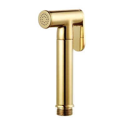 China Without Shattaf Brass Handheld Toilet Accessories Muslim Female Bidet Sprayer Golden Bidet Cleaning Handheld Sprayer For Toilet for sale