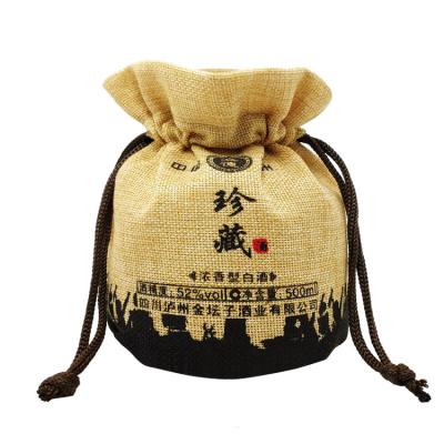 Chine Vin Champagne Packaging Pouch, sac hessois tordu de toile de jute de mariage de ficelle à vendre