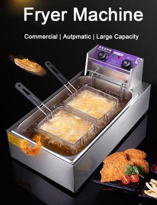 China Electric Deep Fryer Machine Commercial High Efficiency 12L Deep Fryer Double Single Tank Baskets for sale