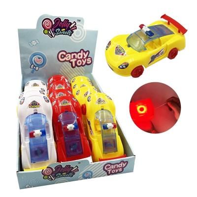 China Cartoon Toys JollySweets Good Quality Pull String Lighting Racing Car Candy Toy for sale