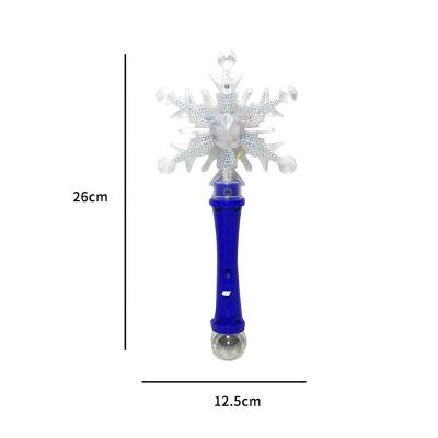 China Multicolor Led Frozen Princess Wand Cartoon Toys Snowflake Star Wand Led Light Magic Wand Toy For Kids Winter Item for sale