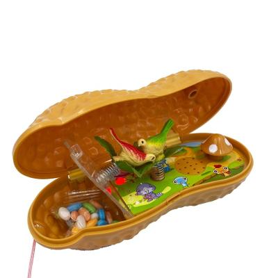 China Cartoon Toys JollySweets New Arrival Candy Toy Peanut Box with Music Light and Candy Plastic Container for Kids for sale