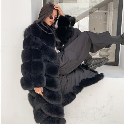 China Wholesale Anti-Wrinkle Fur Coats Winter Warm Genuine Fur Coats Loose Class Real Long Fox Fur Coat Women for sale