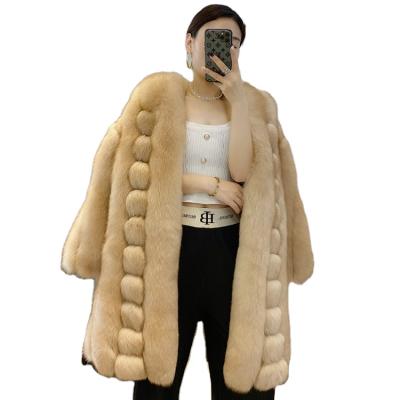 China New Arrival Fashion Women's Anti-wrinkle Real Fox Fur Outerwear Women's Real Fox Fur Coats Winter Coat for sale