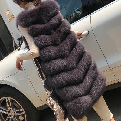 China Best Quality Breathable Custom Plus Size Fashionable Lady Fur Vest Woman Girls Vest Shaggy Fox Fur Vest Waistcoat for sale