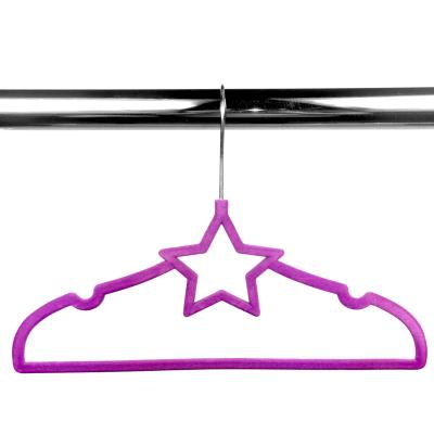 China KOREAN Kids Non-slip Space Saving Hanger Manufacturer Velvet Star Style Plastic Assembled Hangers for sale