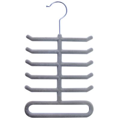 China Salon Manufacturer Non-Slip Space Saving Hanger Velvet Tie Hangers Plastic Assembled Scarf Hanger for sale