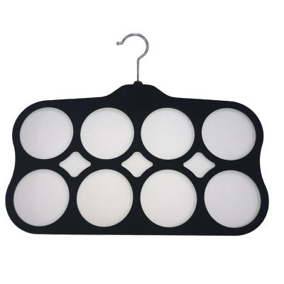 China Black Multi Function 8 Hole Non-slip Space Saving Living Room Plastic Assembled Round Velvet Hanger Scarf Display Hanger Decoration for sale