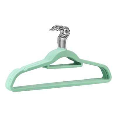 China Flat Flocking Hanger Drying Rack Anti-Wrinkle Clothes Hanging Multifunctional Non-slip Clothing Hanger for sale