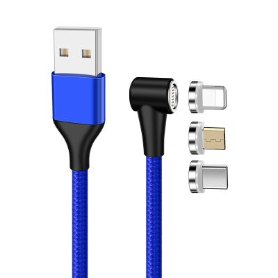 China Vnew Design 3 Ports 8pin Micro Type Mobile Phone New Magnetic C 3A Cable With Smart Chip USB Magnetic Charging Cable for sale