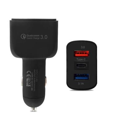 China Vnew Hot Selling Fast Charging 3 Fast Charging 3 Ports QC3.0 2USB And Type C Car Charger For Mobile Phone/Laptops for sale