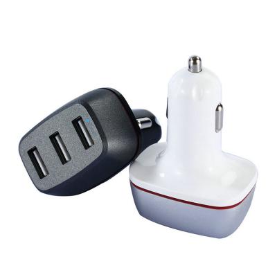 China QC3.0 Vnew QC3.0 5.1A 3 Port USB Car Charger Power Fast Charging Adapter with LED Power Ring for sale