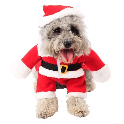 China Viable Hot Selling Christmas Pet Costumes Dog Costume With Hat Santa Claus Suit Dog Hoodies Cat Costumes for sale