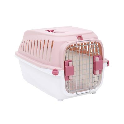 China Wholesale Breathable Plastic Transport Cage Box Air Durable Pet Cage Portable Use For Cat Dog Rabbit for sale