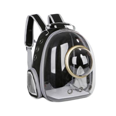 China Hot Sale Viable Pet Bag Cat Backpack Capsule Full Transparent Black Pet Backpack For Rabbit Cat for sale