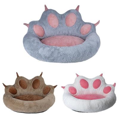 China 2021 Hot Travel Amazon Sale Fashion Style Teddy Dog Kennel Dog Bed Cat Cushion Bear Paw Pet Nest for sale