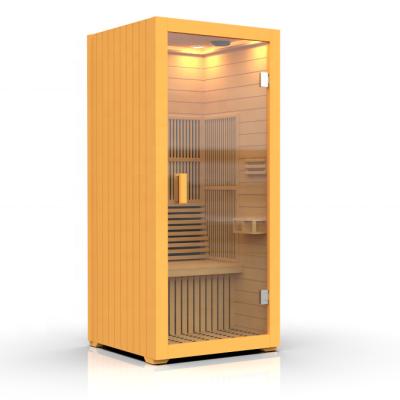 China Computer Control Panel Customized Modern 1 Person Sauna Cabinet Mini Wooden Dry Steam Sauna Modern Far Infrared Room for sale