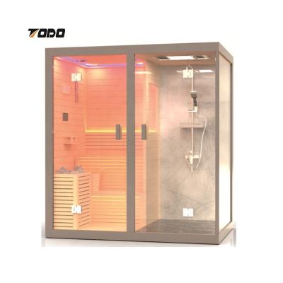 China Customized Large Size Bathroom Indoor Sauna Room Price Computer Control Panel Steam Shower Wooden Sauna Luxury Room for sale