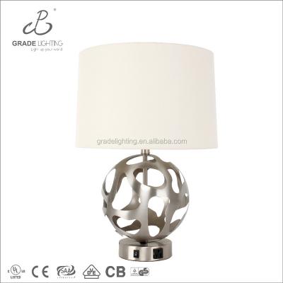 China Modern GRADE globe body table lamp with USB power outlet morden desk lamp with switch for hotel project for sale