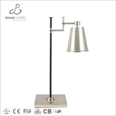 China Modern Brushed Nickel Writing Table Lamp For Modern Star Hotel Stainless Steel Desk Lamps for sale