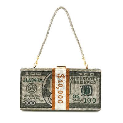 China Hot Polyester New Style Diamond Dollar Bag Dress Evening Clutch Bag Diamond Dollar Clutch Bag for sale