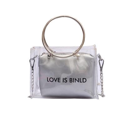 China 2021 new fashion fashion letter chain jelly handbag oblique shopping bags for sale