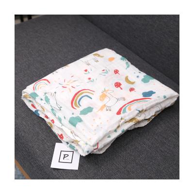 China Baby Blanket Kids Wrap Towel Folded Custom Blankets Cute Newborn Infants Muslin Blankets 100% Cotton for sale