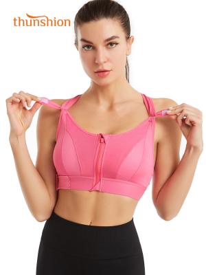 China Wholesale Pump Cross Back Sports Bra With Front Zipper Breathable Shockproof Bralette Factory Sexy Cropped For Fitness Yoga Gym 805 for sale